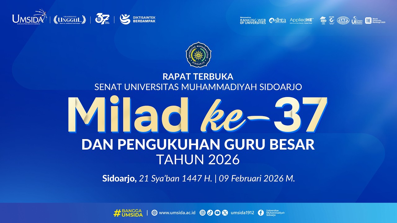MILAD KE-37 DAN PENGUKUHAN GURU BESAR | UNIVERSITAS MUHAMMADIYAH SIDOARJO
