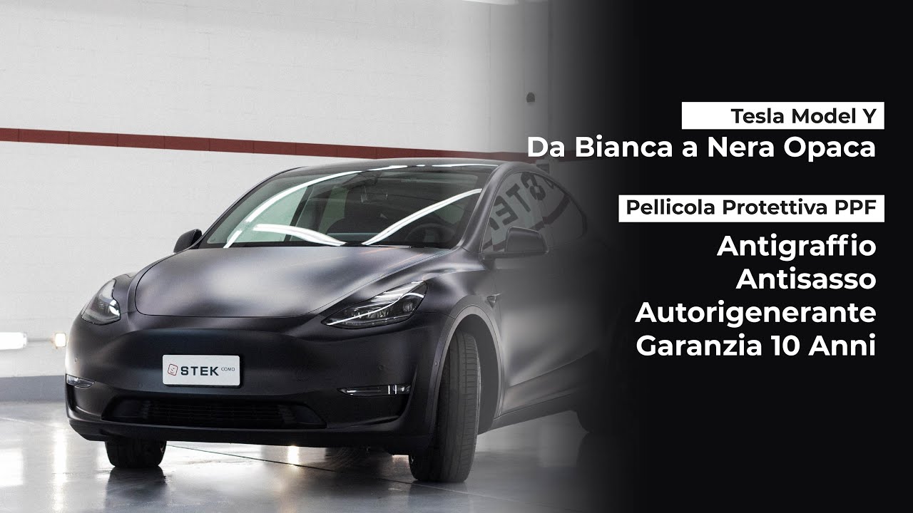 Tesla Model Y - Wrapping Da Bianco a Nero Opaco con PPF