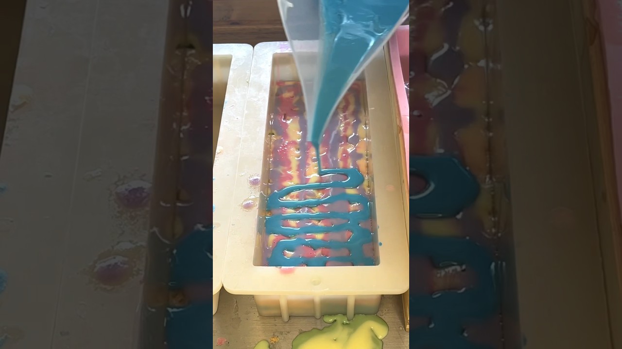 I Hope This Doesn&rsquo;t Become a Mess 😬 #rainbow #soap #pastel #soapmaker #smallbusiness