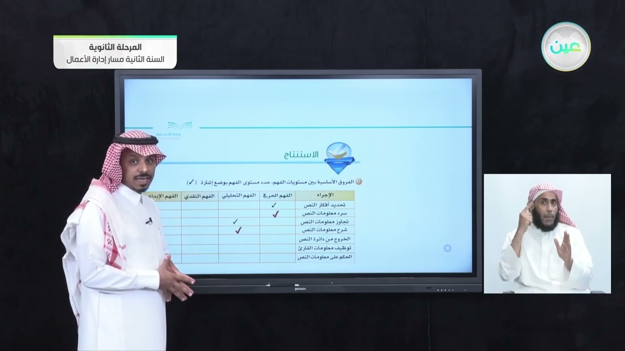 مستويات القراءة ومهاراتها - الكفايات اللغوية (2-1) - مسار إدارة الأعمال - السنة الثانية
