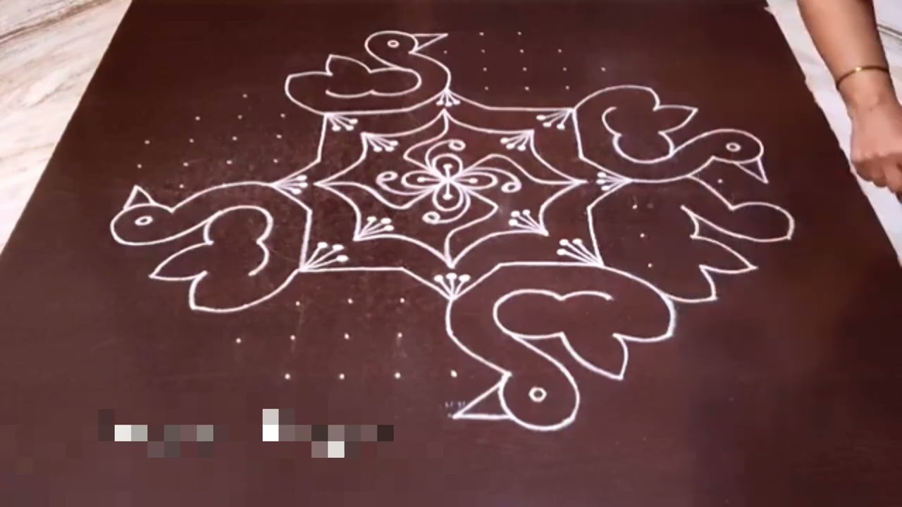 15*8 dots birds rangoli designs easy Kollam 