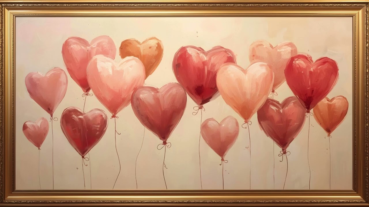 Romantic Valentine’s Day TV Art | Pink Heart Balloons | Frame TV Wall Decor l 2 Hour Loop