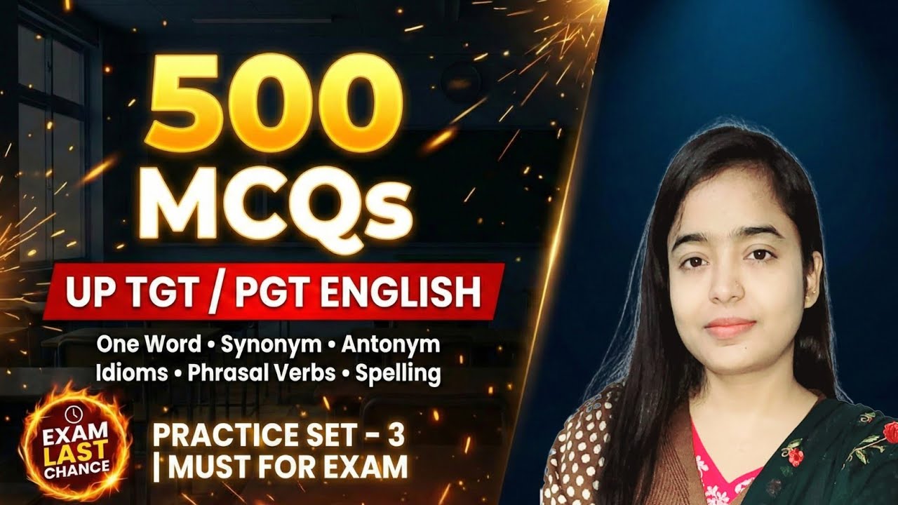 🔥Complete Class Marathon - 3 | UP TGT PGT English Preparation | 500+ Grammar | TOP 500 MCQs