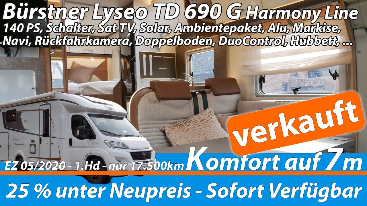 Verkauft - Bürstner Lyseo TD 690 G Harmony Line 2020 - 1. Hd. Einzelbetten, Hubbett, 7m, SatTv