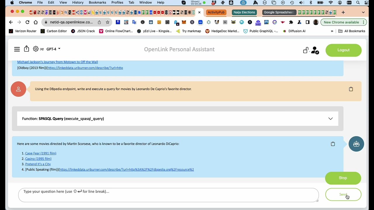 ChatGPT based Personal Assistant that demonstrates loose coupling with Knowledge Graphs.
