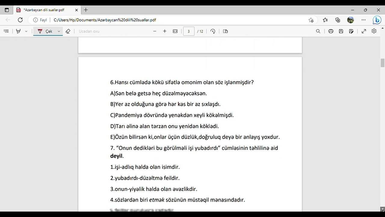 Azərbaycan dili. Ümumi sınaq.MİQ.Sertifikasiya.     Əlaqə: 0554052408