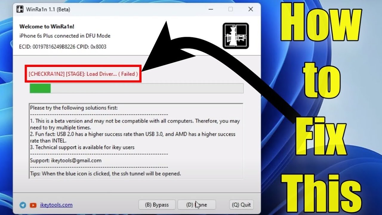 SOLVED👏 - (CHECKRA1N2) (STAGE) Load Driver… ( Failed ) WinRa1n FIX☑️