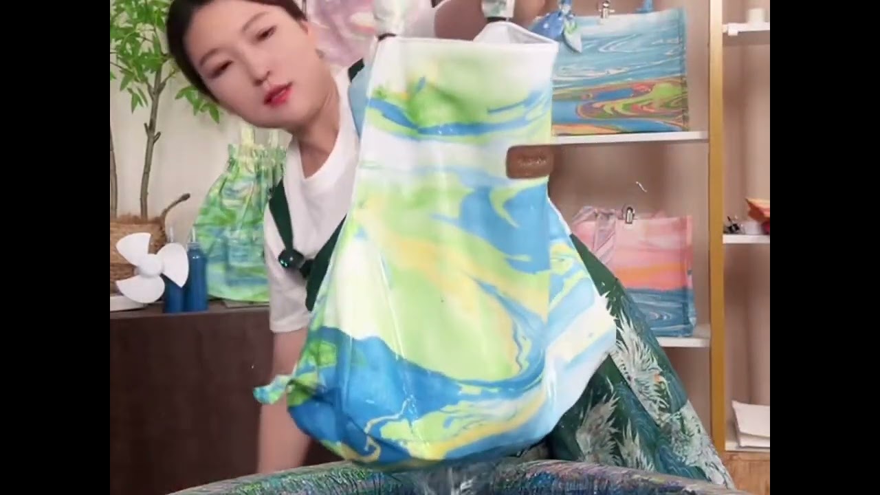 DIY Eco-Friendly Bag with Water Fluid Paint | Easy and Stylish Tutorial #art #painting #diy