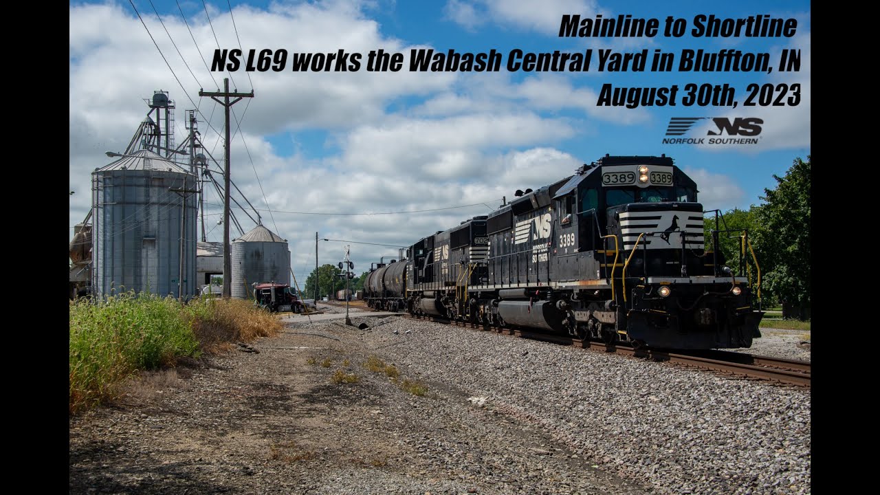 From Mainline to Shortline: NS L69 works the Wabash Central Yard in Bluffton, IN -- 8/30/2023