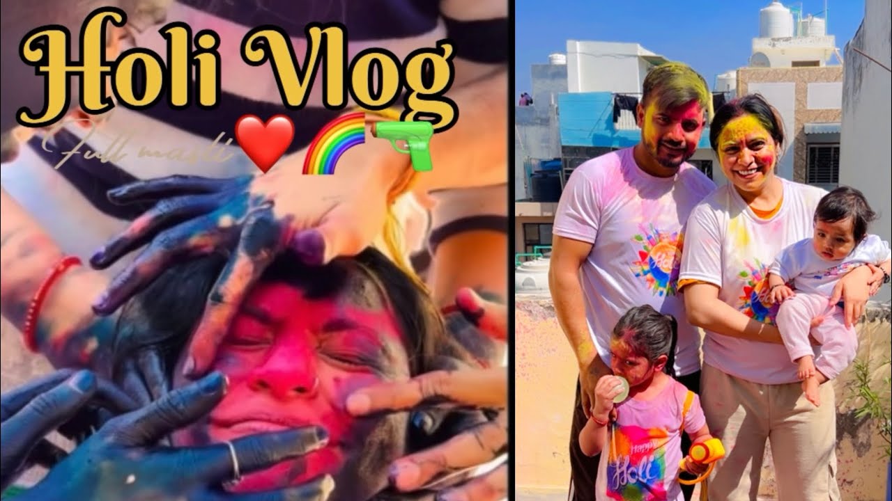 Holi ki full masti❤️🔫🌈 || bacche hi gayab ho gye the 🥹😭 #holi #holifestival #hapoyholi 