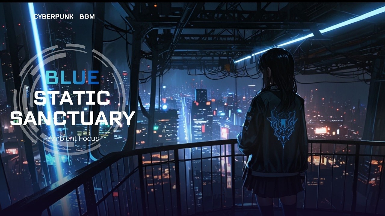 Cyberpunk Ambient Music for Focus & Coding | Blue Static Sanctuary 【90 MIN】