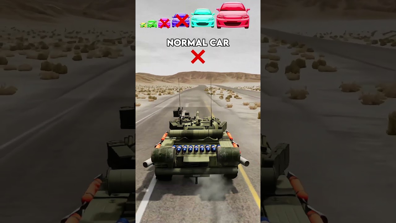 Big & Small cars vs military tank - BeamNG.Drive