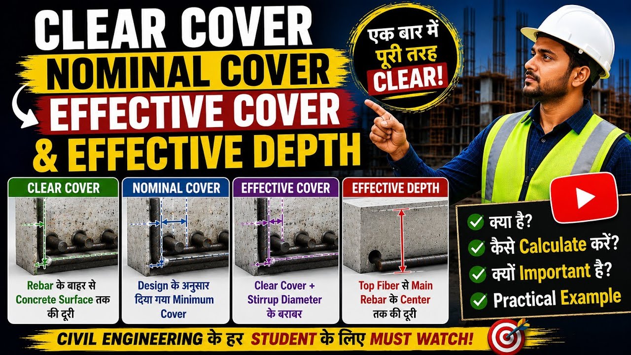 Difference between Clear cover , Nominal cover,Effective Cover, Effective depth ?