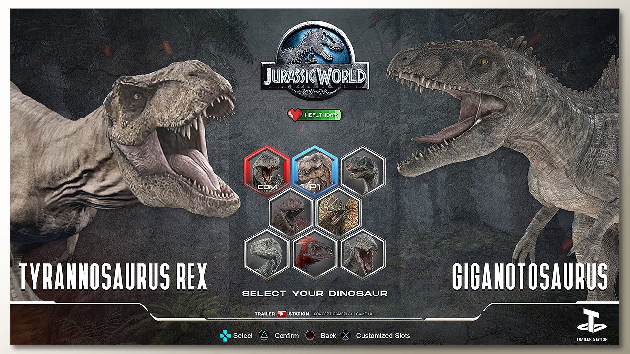 T-rex vs Giga with Healthbars