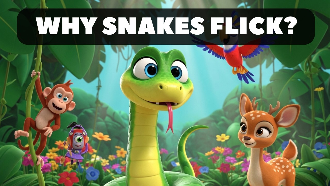 Why Do Snakes Flick Their Tongue? 🐍 | Jungle Story for Kids #snaketongue #scienceforkids #snakeflick