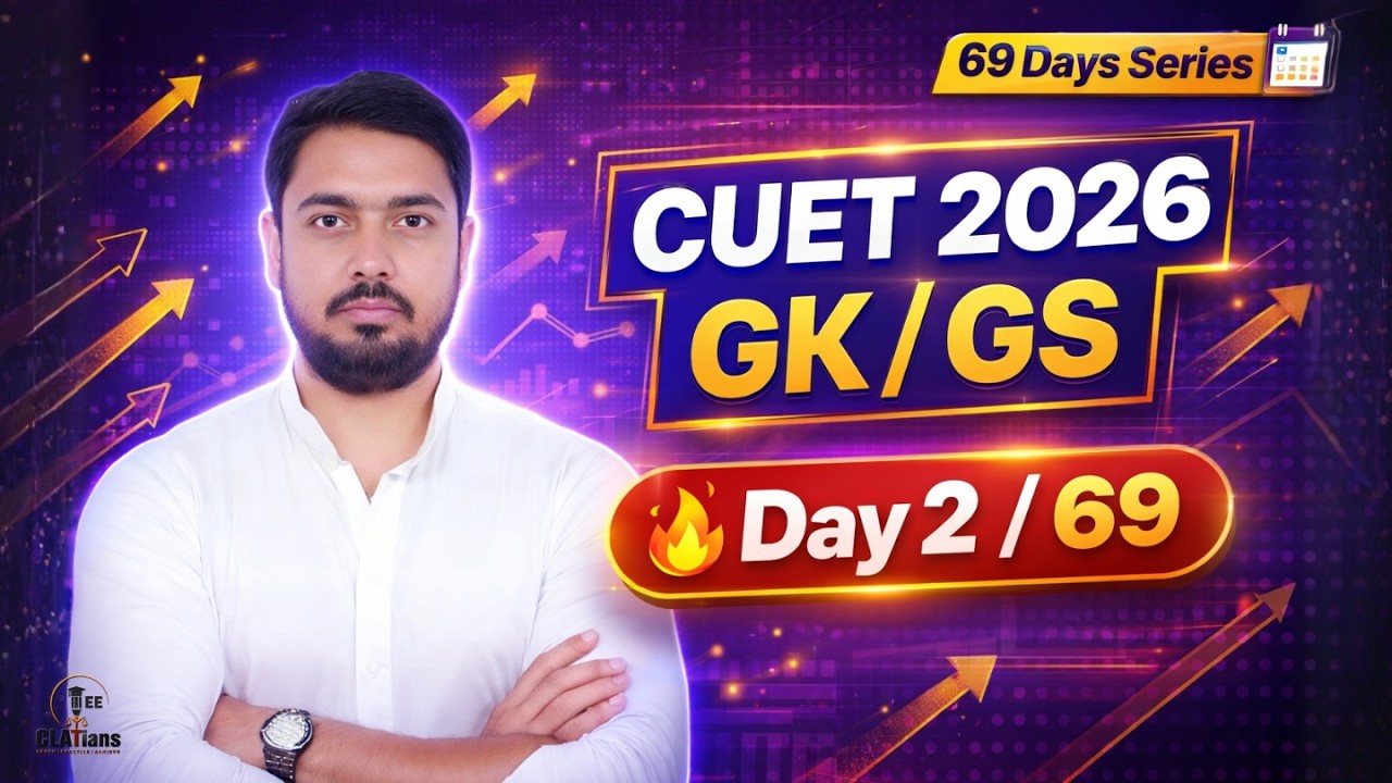 CUET 2026 GK/GS Day 2 🔥 | 69 Days Strategy Series | Most Important Questions | CLATians