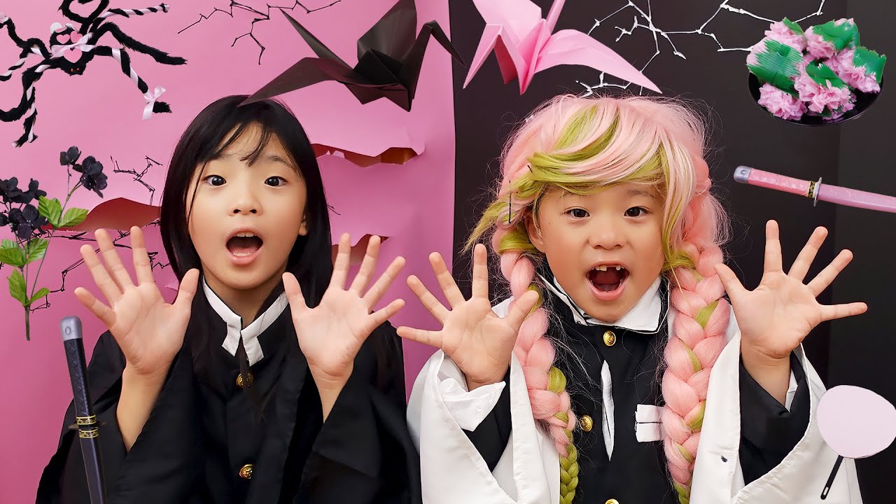 【寸劇】きめつのやいば　桃色と黒の物を集めて赤鬼の血鬼術から脱出せよ！ピンクブラック色縛りチャレンジ　刀鍛冶の里編　#にじうさチャンネル