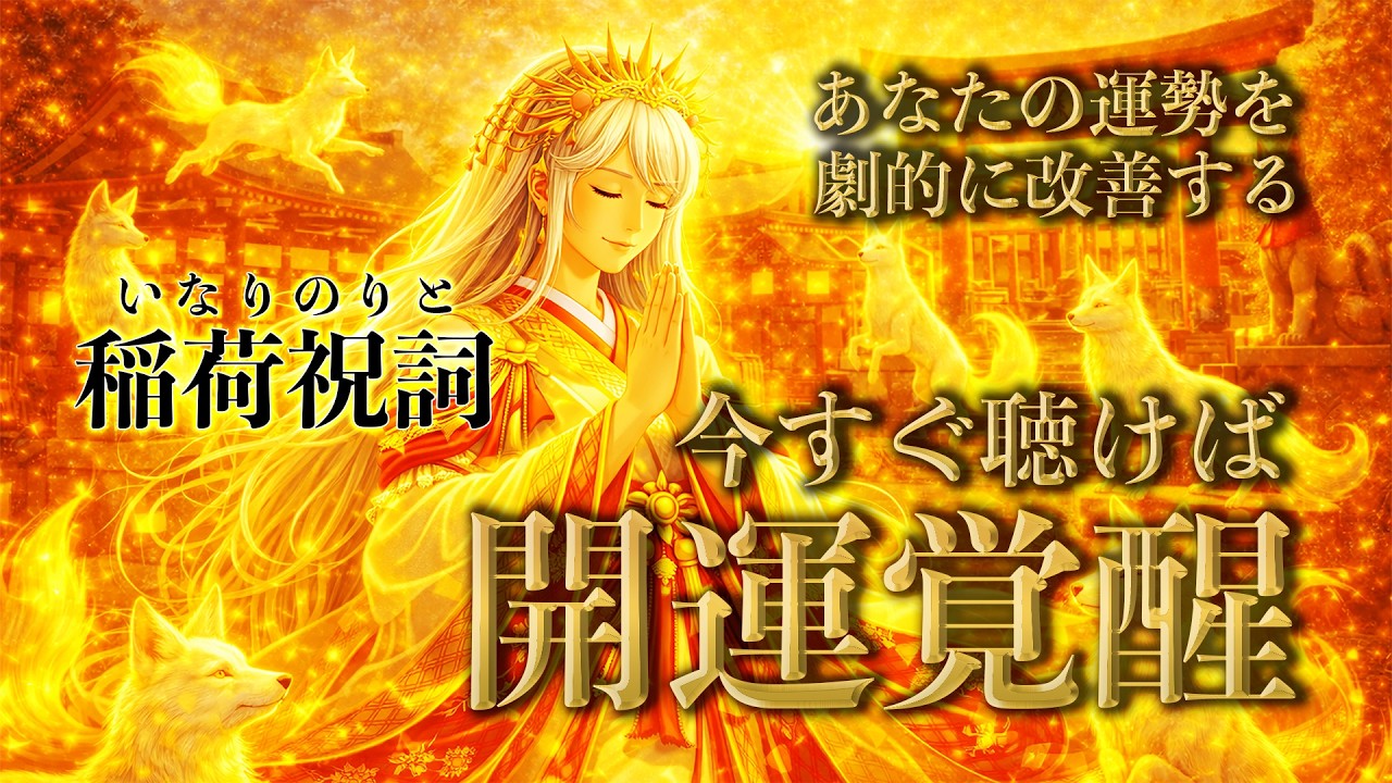 【今すぐ聴けば開運覚醒 / お稲荷様】聴くだけでお稲荷様から運命を劇的に変える力を授かれる「稲荷祝詞」歌うたひ【最強祝詞歌】（字幕あり）