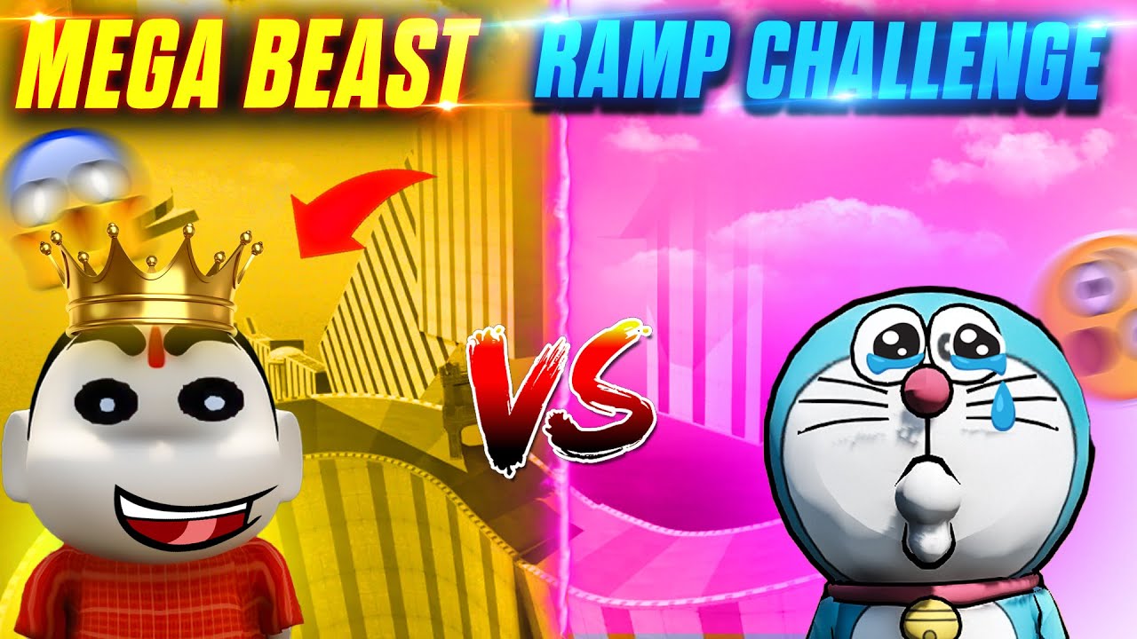 Mega Beast Ramp Challenge With Shinchan Doraemon & Nobita😱 Full Fun🤣 #tristar18