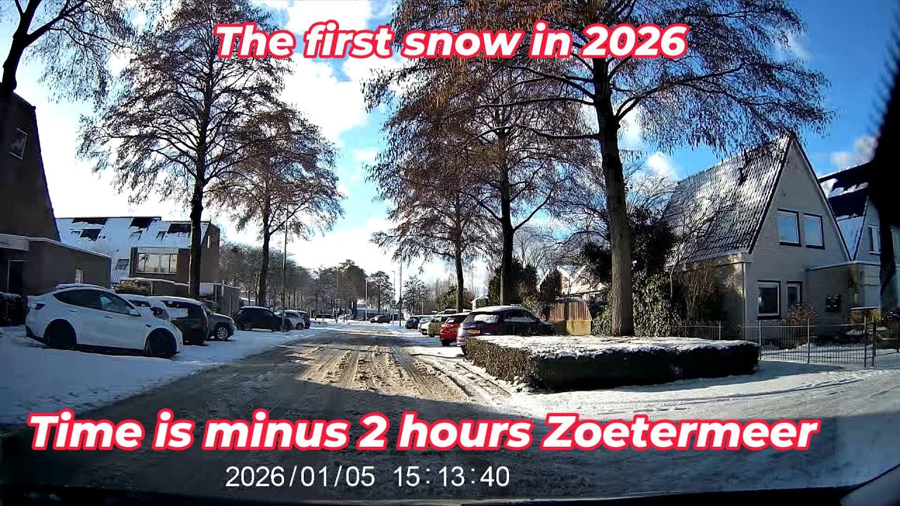 Dashcam Snow 5 jan 2026 Zoetermeer Netherlands First day