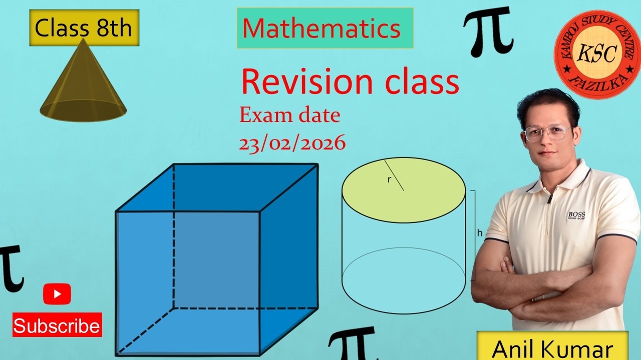 PSEB class 8th math Revision For 23/02/2026