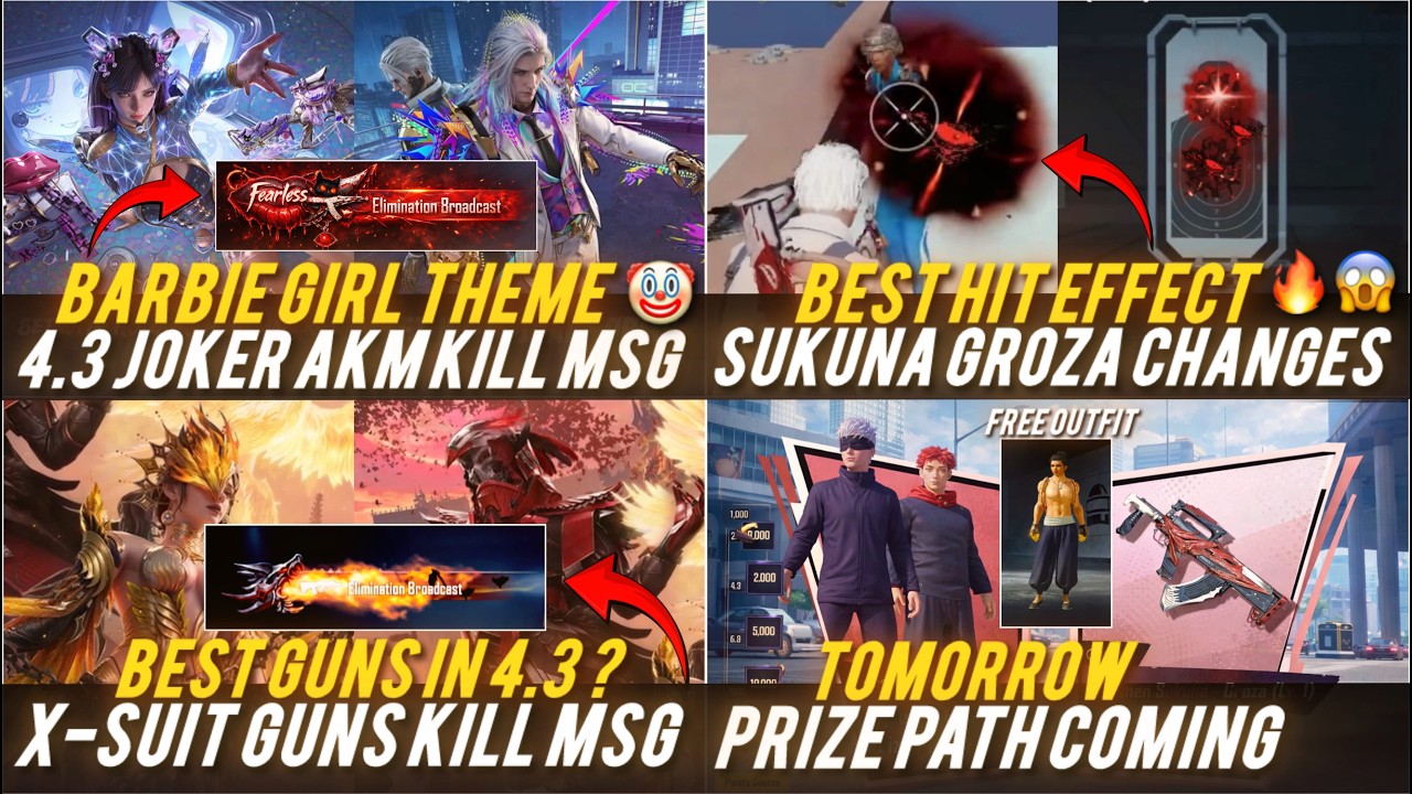 🔴4.3 X-SUIT & ULTIMATE GUNS KILL MSG REVEALED🔥😱SUKUNA GROZA HIT EFFECT IS CRAZY🔥JJK PRIZE PATH