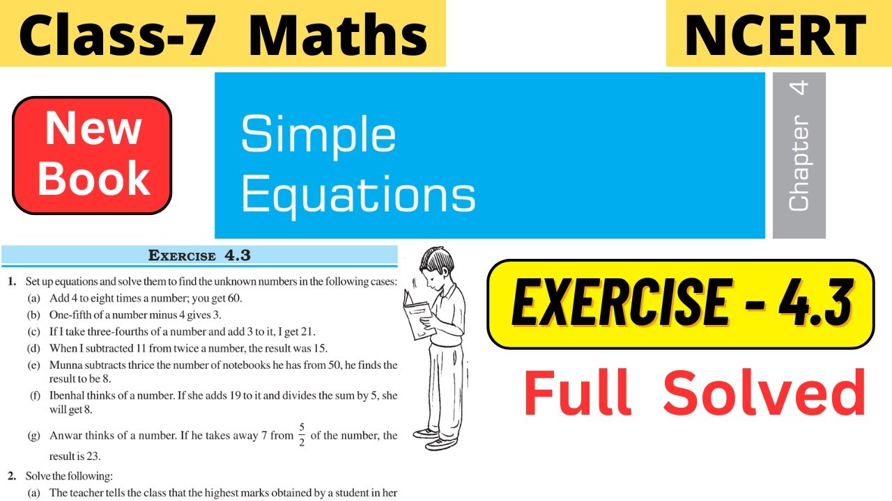 Class 7 Maths Chapter 4 Simple Equations NCERT Exercise 4.3 Full Solved #class7maths