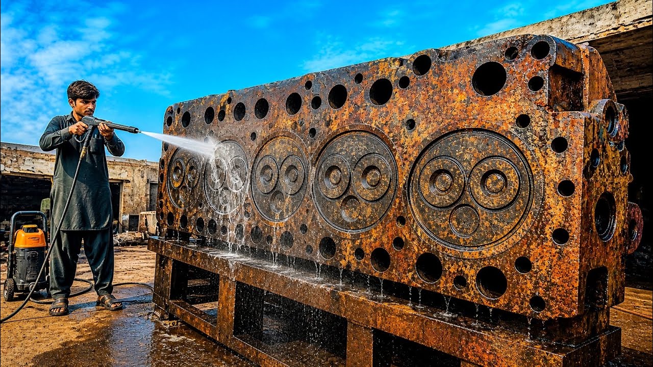 Awesome 4 Cylinder Engine Head Rebuild | Tractor Rusted Head Repairing & Restoration