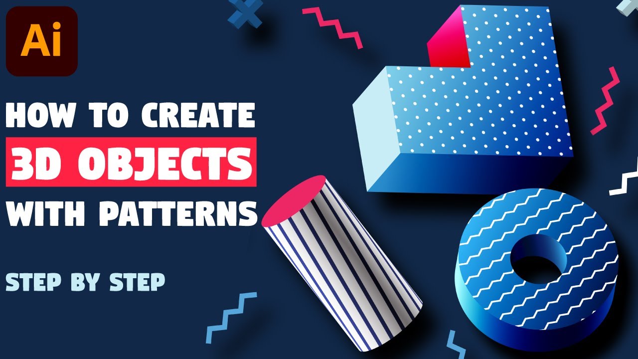 3D Objects with Patterns | Illustrator Tutorial (Memphis Design)