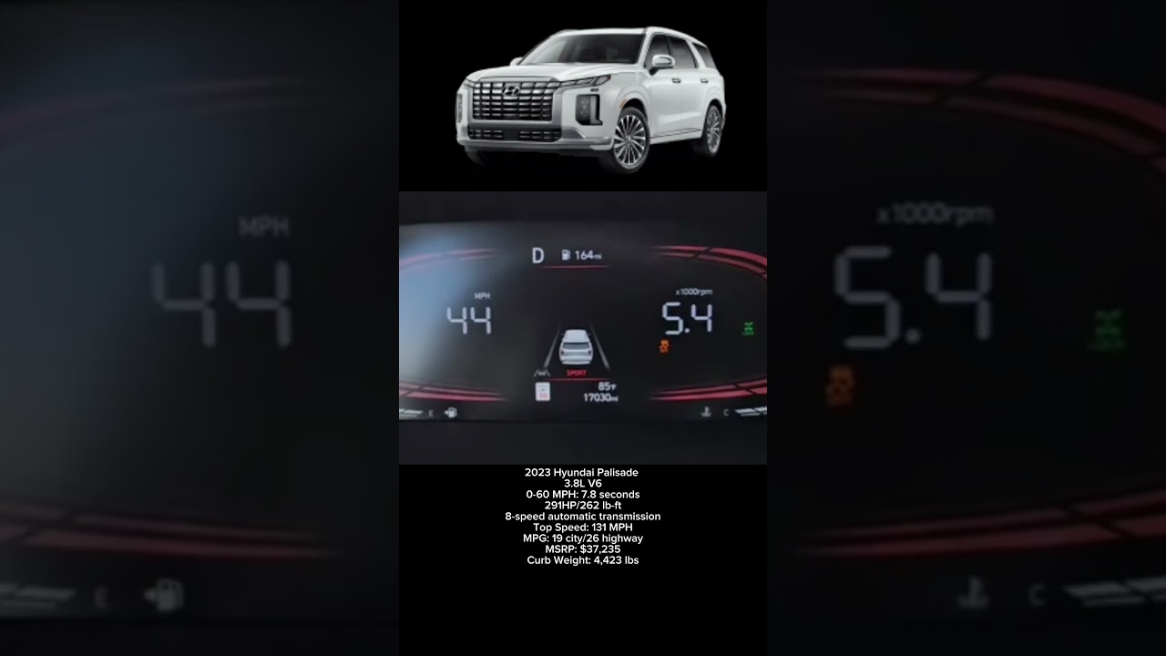 2023 Hyundai Palisade 0-60 MPH #shorts #hyundai #palisade #v6