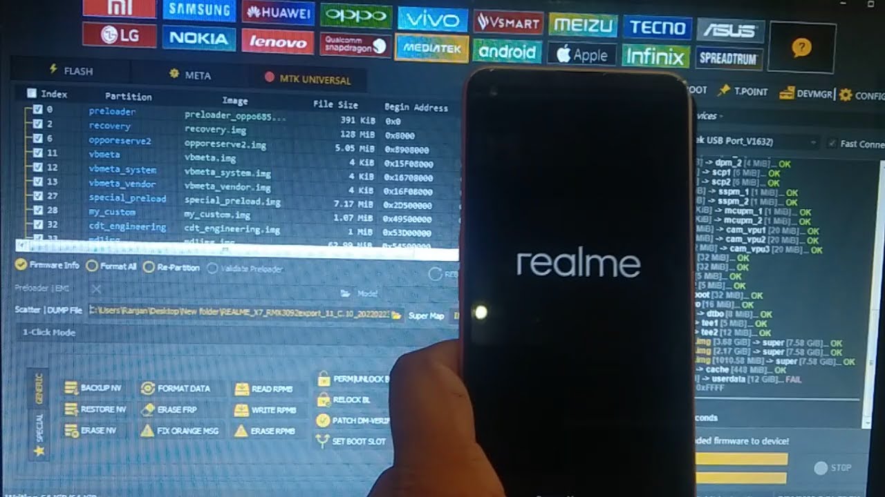 Realme X7 5G (RMX3092) Flashing Unlock Tool & Realme X7 5G Hang / Logo Solution 100% Done !