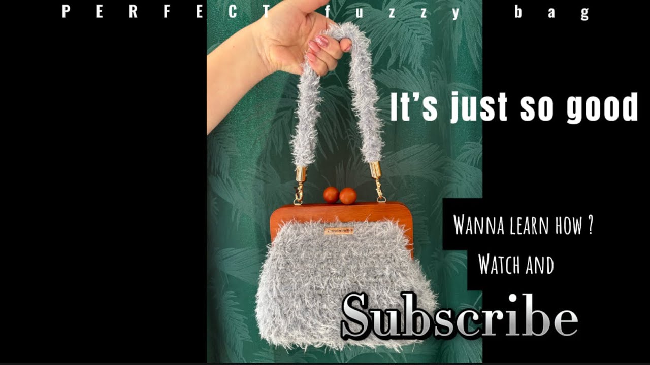 CROCHET FLUFFY BAG/SOFT EYELASH BAG / TUTORIAL/ MINI LIGHT GRAY BAG/DIY...