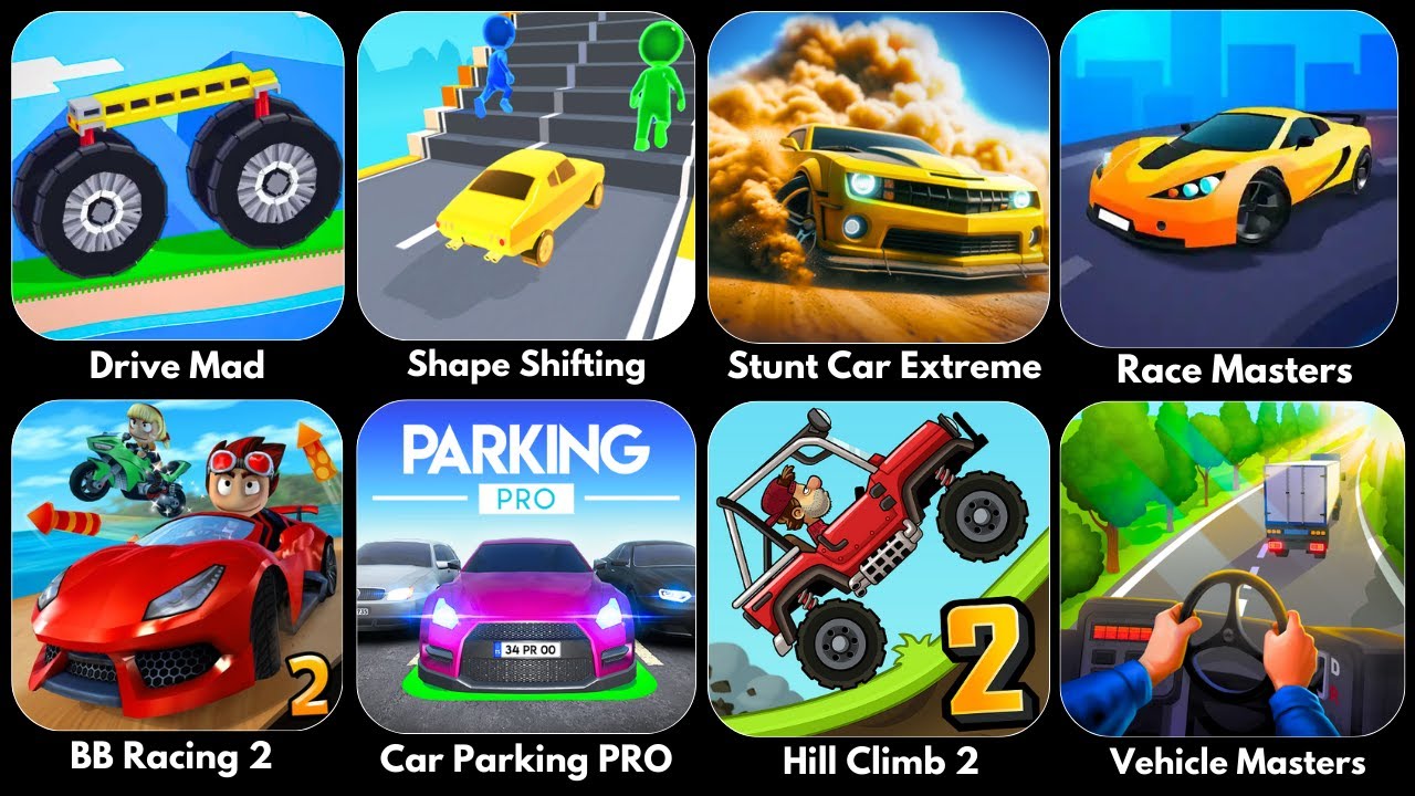 (8 Games) Best Car Gameplay & Walkthrough – All Levels | Android & iOS - Vehicle Masters