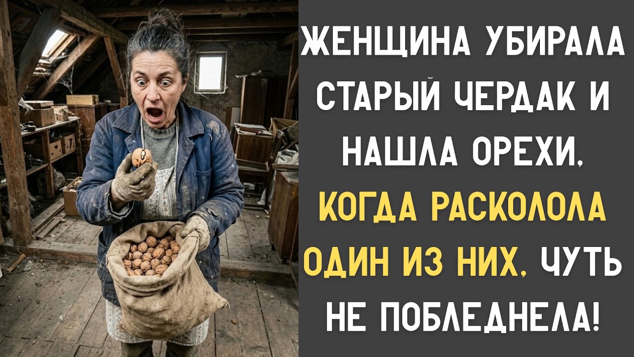 ЖЕНЩИНА УБИРАЛА СТАРЫЙ ЧЕРДАК И НАШЛА ОРЕХИ, КОГДА РАСКОЛОЛА ОДИН ИЗ НИХ, ЧУТЬ НЕ ПОБЛЕДНЕЛА!
