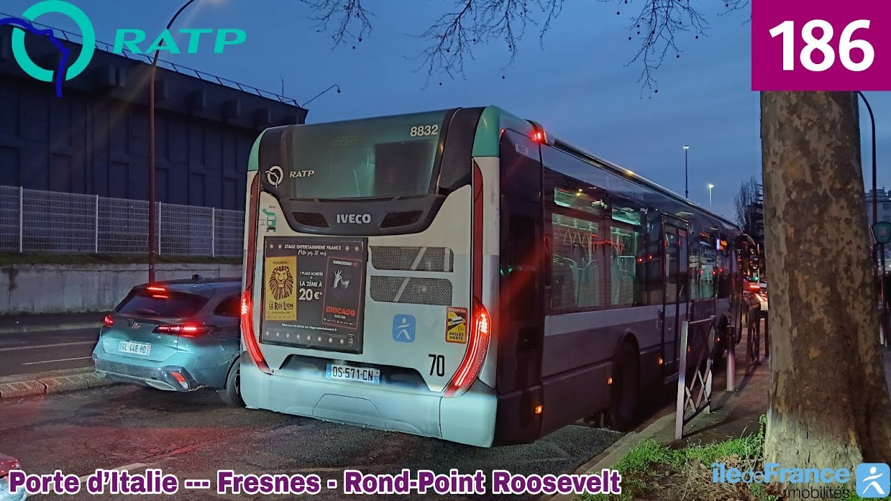 Bus 186 RATP - Urbanway 12 N°8832 Porte d’Italie --- Fresnes - Rond-Point Roosevelt