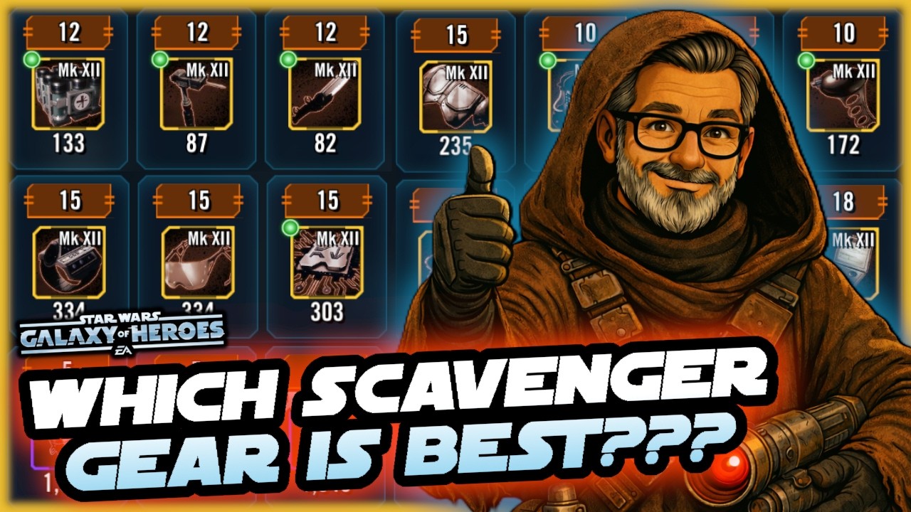 The Only 10 Pieces of Gear You Need to Farm for the Scavenger in Star Wars: Galaxy of Heroes!!