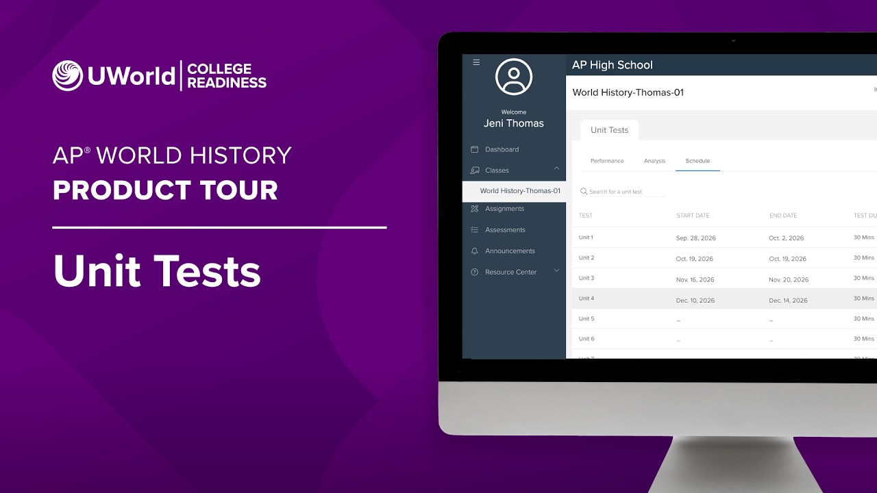 UWorld’s Course for AP® World History Product Tour: Unit Tests