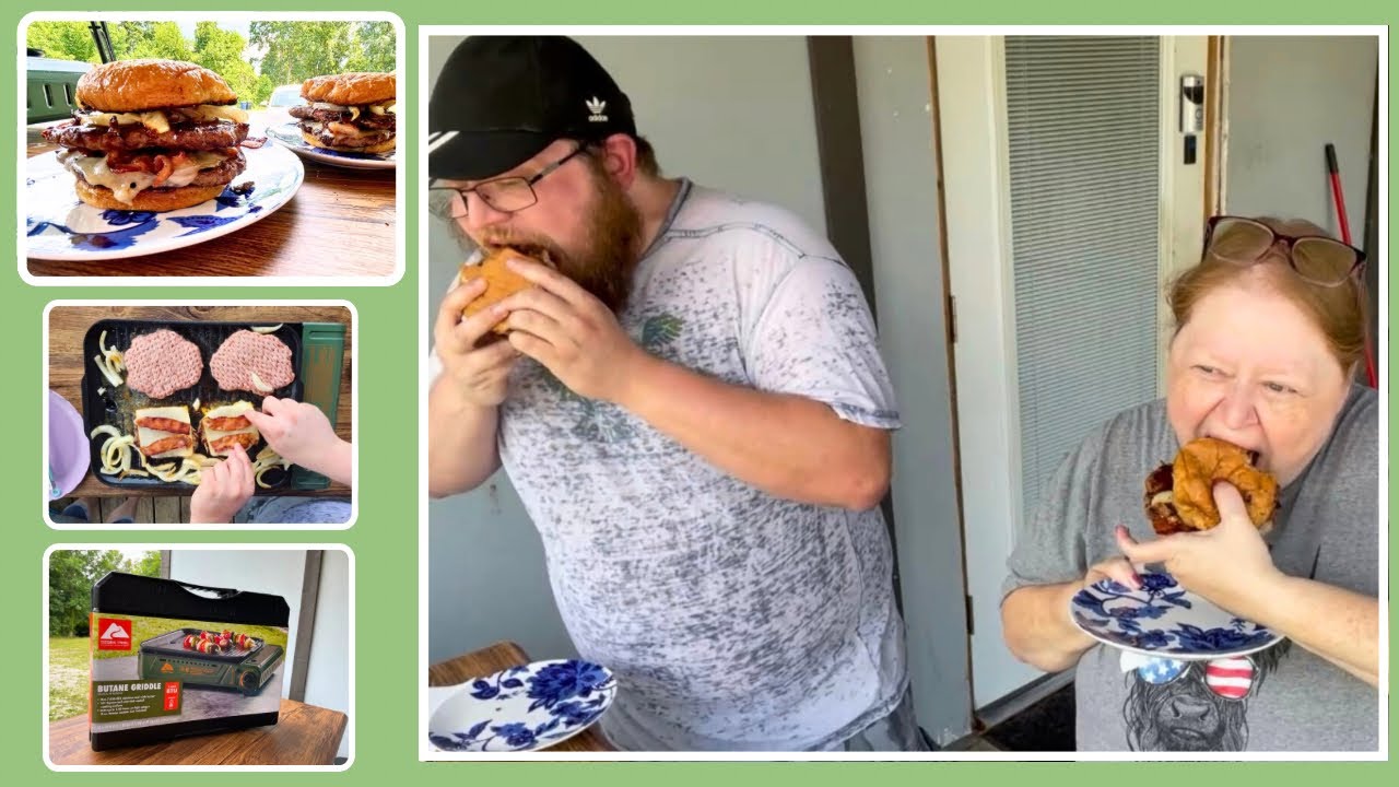 Cooking on the Ozark Trail griddle  🔴 SMASH BURGERS 🍔