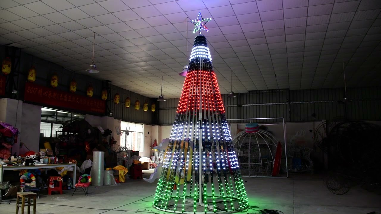 RGB LED Pixel Christmas tree for outdoor decorations #RGBtree  #ChristmasTree #pixelTree #xmasTree