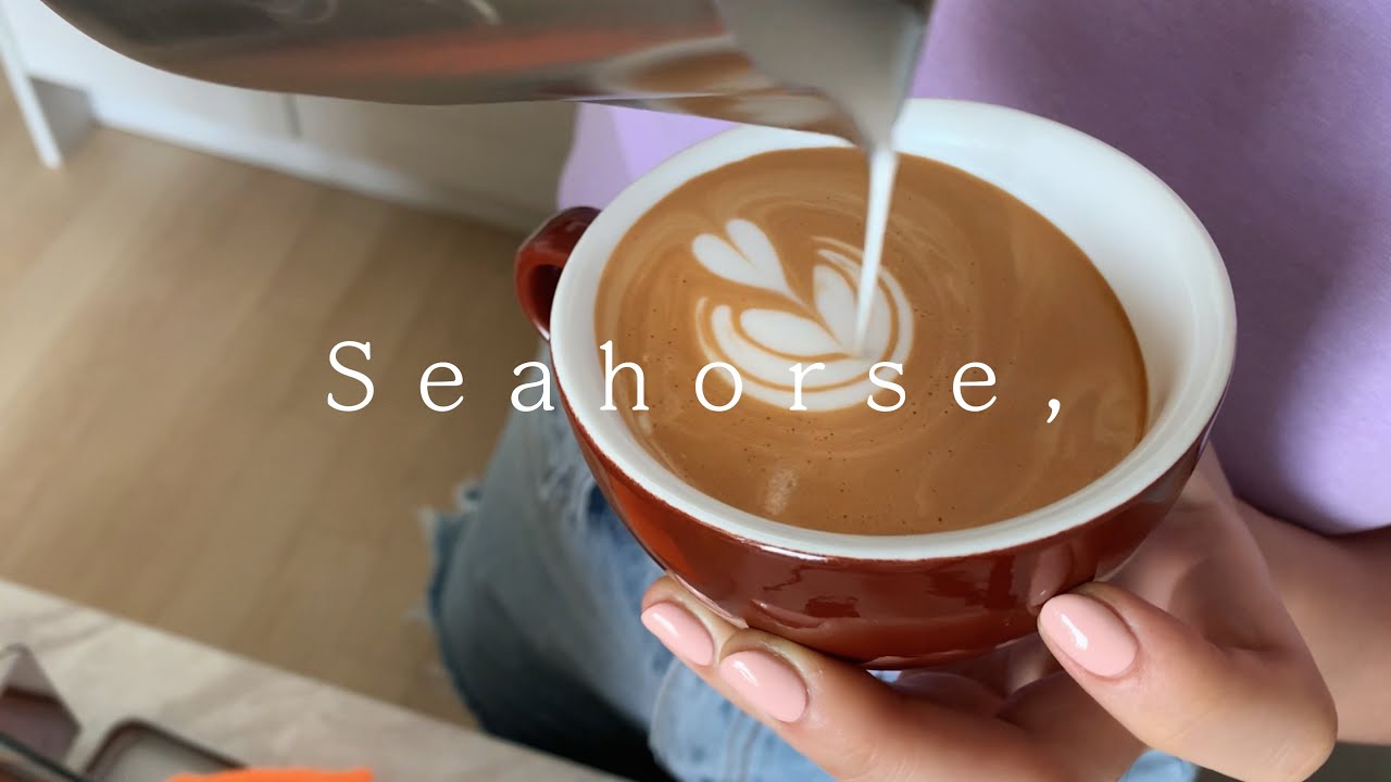 BARISTAJOY ☕️ How I practice drawing Latte art Seahorse