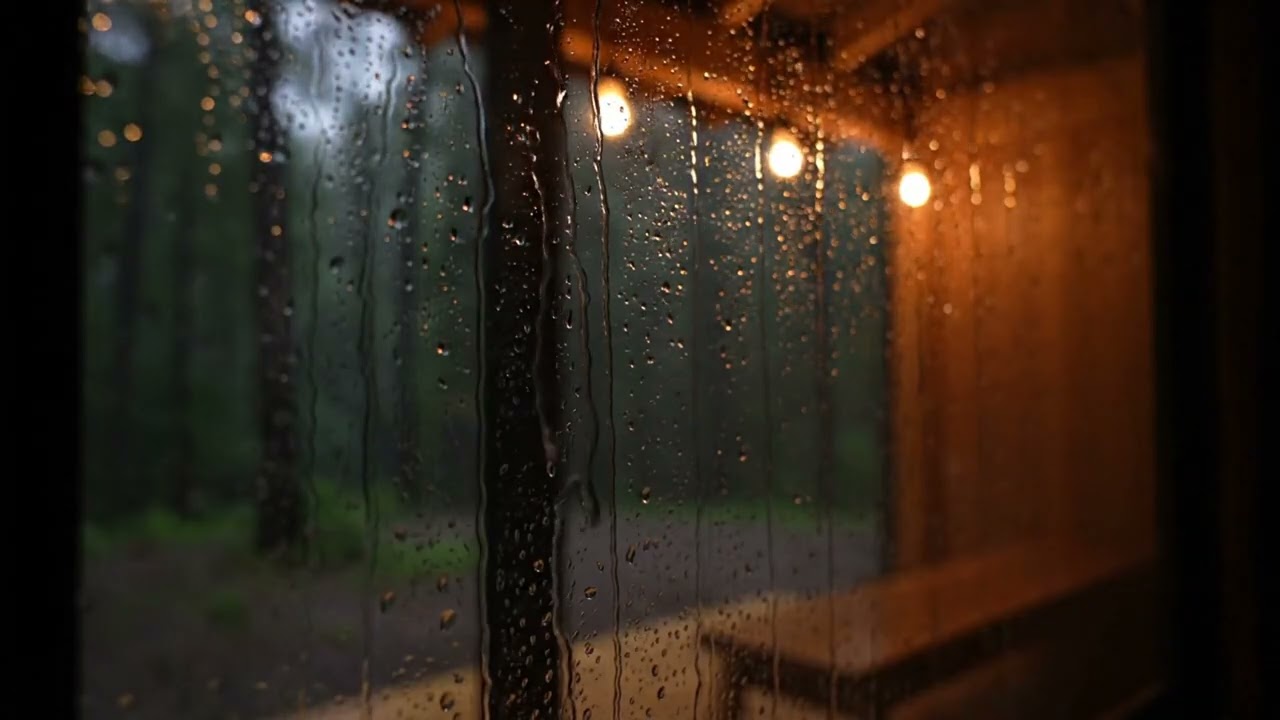 Soft Rain on Glass Cabin Windows 🌧 Gentle Forest Rain Sounds for Deep Sleep