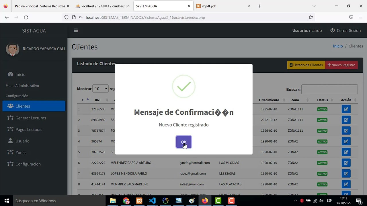 Sistema Cobro de Agua en Php -Consumo de Agua por medidor