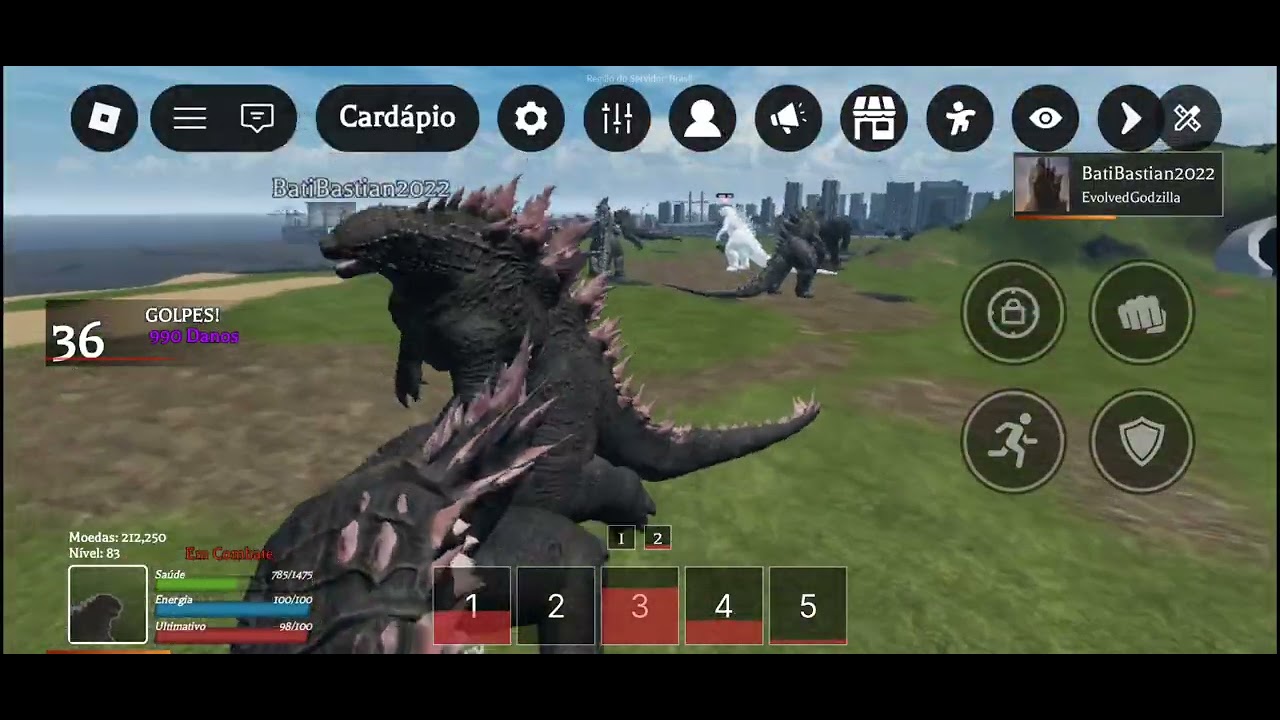 Gameplay de eu: Evolved godzilla e meu amigo: kong/Godzilla 2014 no (kaiju mutiverse)