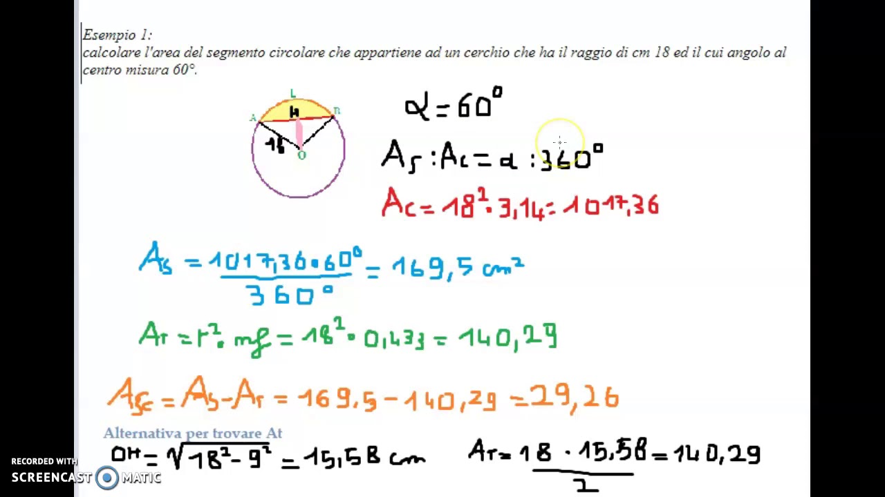 Tutorial : Area del Segmento circolare