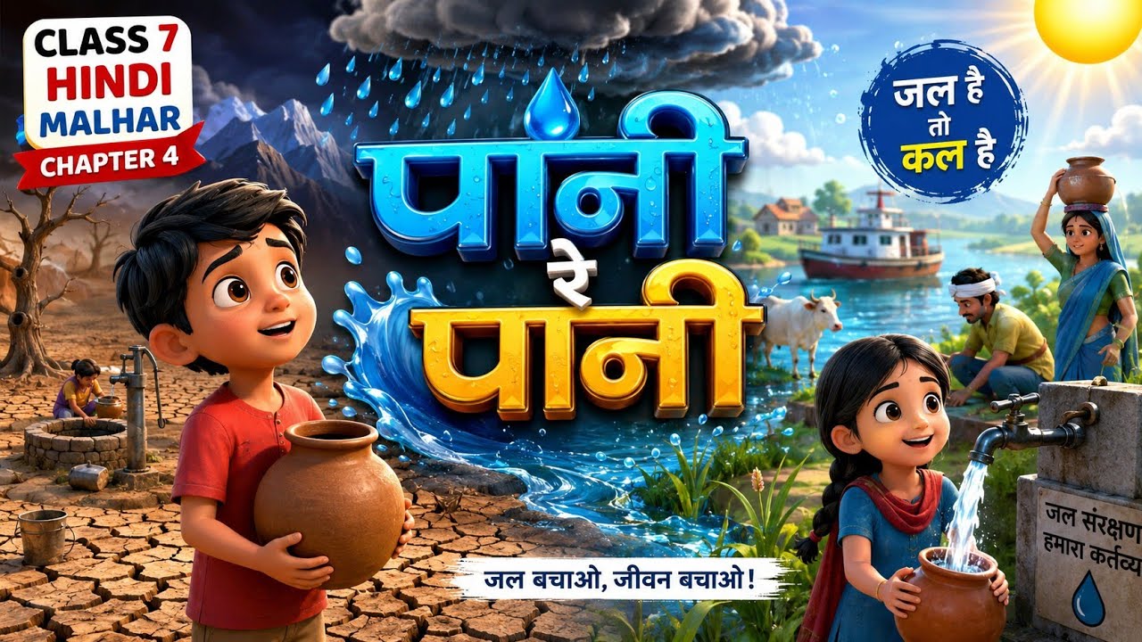 Paani re Paani Class 7 Hindi | 3D Animated Video| Malhar Chapter 4 | पानी रे पानी |Full Explain 2026