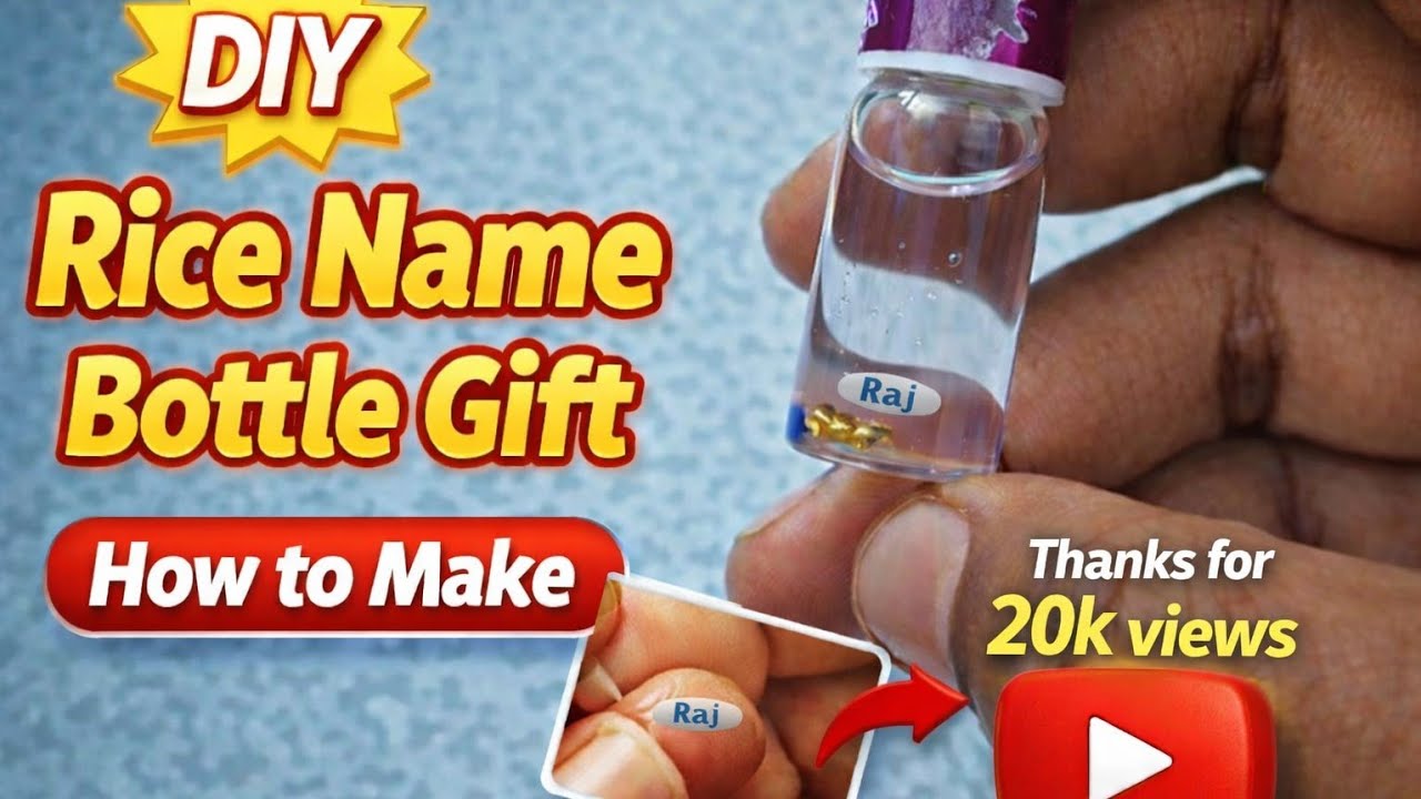 Writing Name on Rice Mini Glassbottle craft.