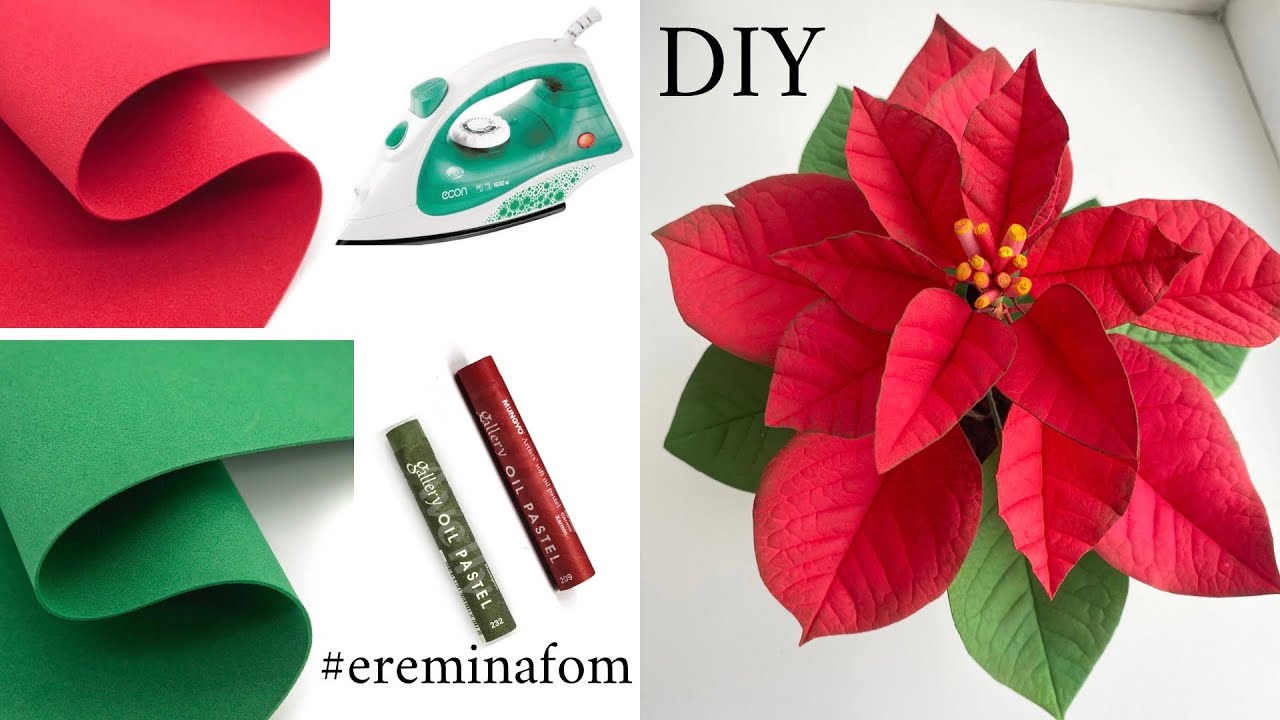 Пуансеттия своими руками /Рождественская звезда /DIY foamiran / craft