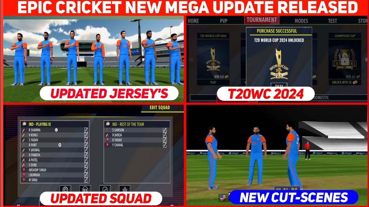 Epic Cricket New Update Launched | New Jersey,T20 WC 2024, Bowling Action & More | Epic Cricket