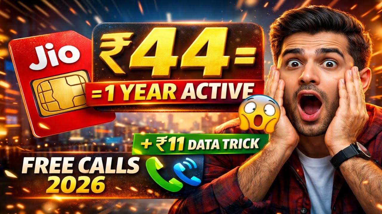Jio SIM Sirf ₹44 Me 1 Saal Active 😱 | Free Incoming & Outgoing | 11₹ Data Trick | Jio New Plan 2026💥