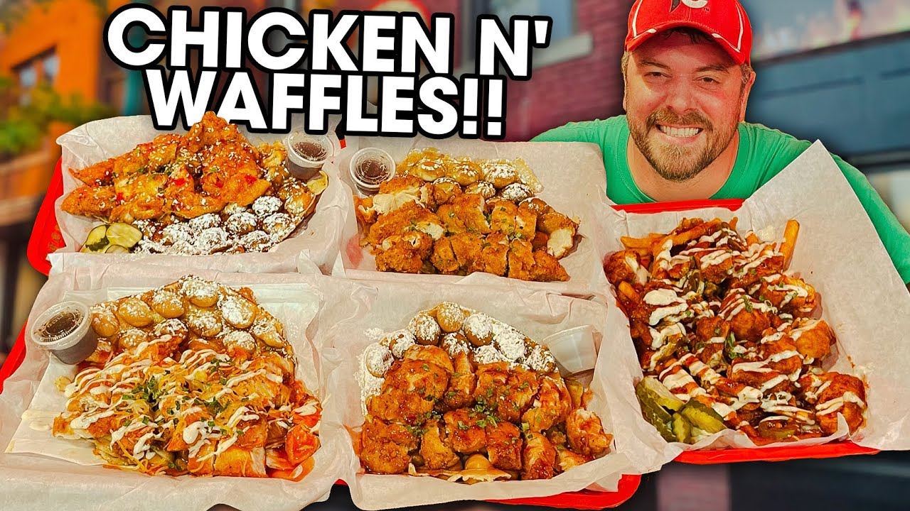 Fried Chicken and Waffles Challenge in Kansas City w/ Nashville Hot Chicken Fries!!